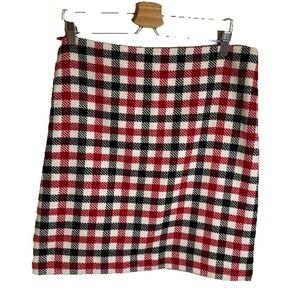 Talbots Womens Skirt 12 Wool‎ Blend Red Black White Plaid Lined Classic Career
